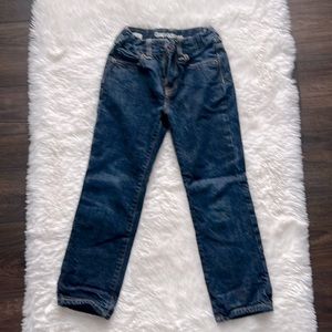 Gap Kids Boy’s Size 6 Red Plaid Fleece Lined Straight Jeans Expandable waist